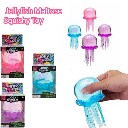 Colorful Jellyfish Maltose Squishy Toy, Anti-Stress Squeeze Fidget Toy for Office