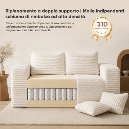 Boneless deep seat loveseat no assembly required foam base sofa plush corduroy fabric modern living room sofa for bedroom office