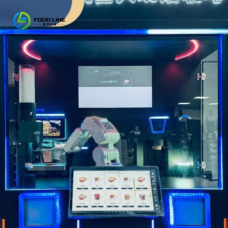 Customized AI Robot Coffee Vending Machine with Credit Card Payment Metal Construction SDK Integration Auto Clean Function