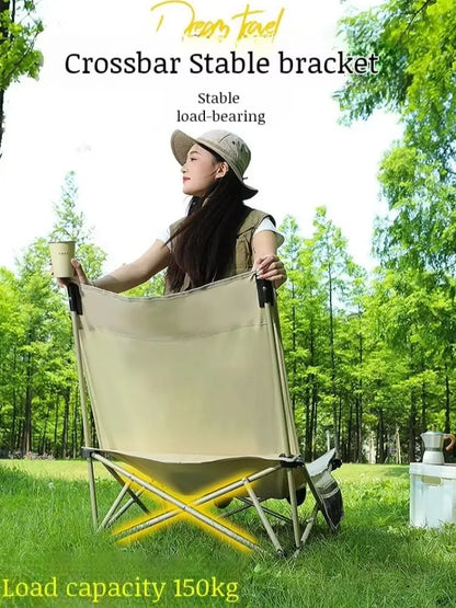 Outdoor Folding Lounge Chair Portable Office Chair Stool Adjustable Camping Fishing Leisure Chair Lunch Break Back Moon Chair