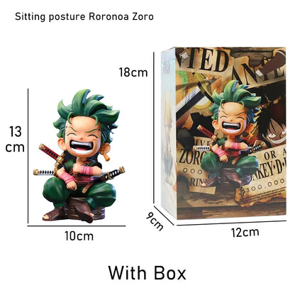 Anime peripheral series new ONE PIECE Luffy Solon Sanji Q-version sitting posture model figurine toy for children birthday gifts