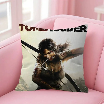 Lara Croft Tomb Raider game Double-sided Printed pillow cover Short plush Suitable living room bedrooms sofa throw cushion cover