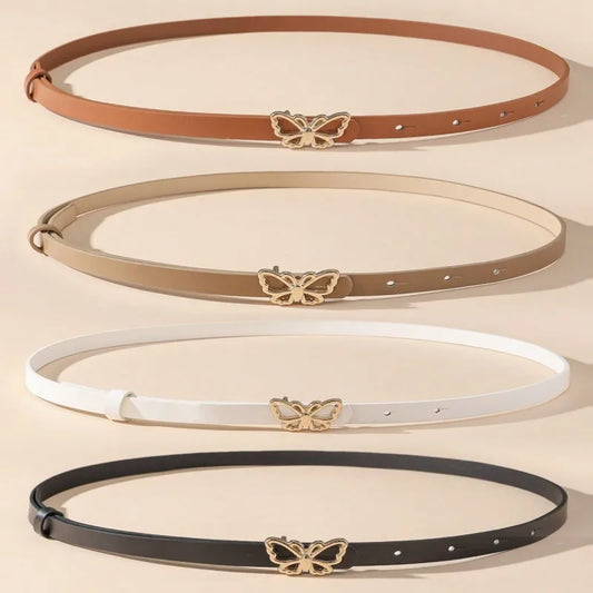 A small waist belt with a butterfly buckle, suitable for dresses, shirts and jeans. It's a new summer style that cinches the wai