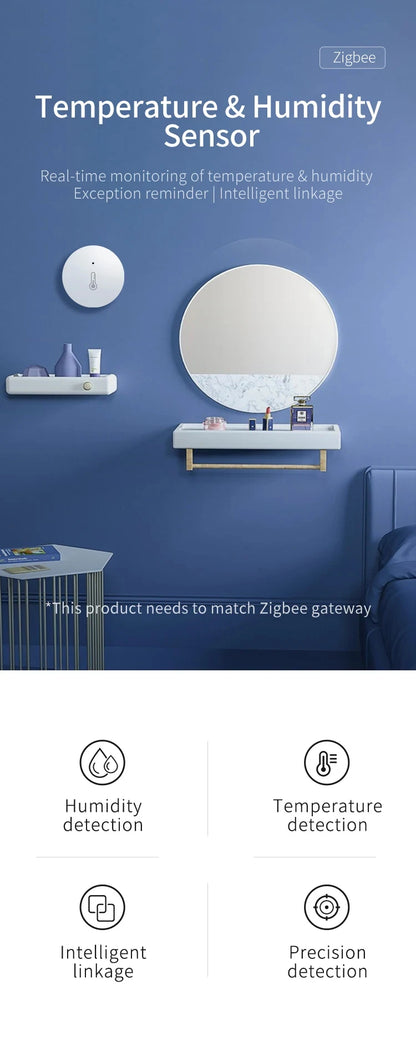 ZigBee Temperature And Humidity Sensor Remote Monitor By Ewelink App Battery Powered Works With Alexa Google Yandex Zigbee2mqtt