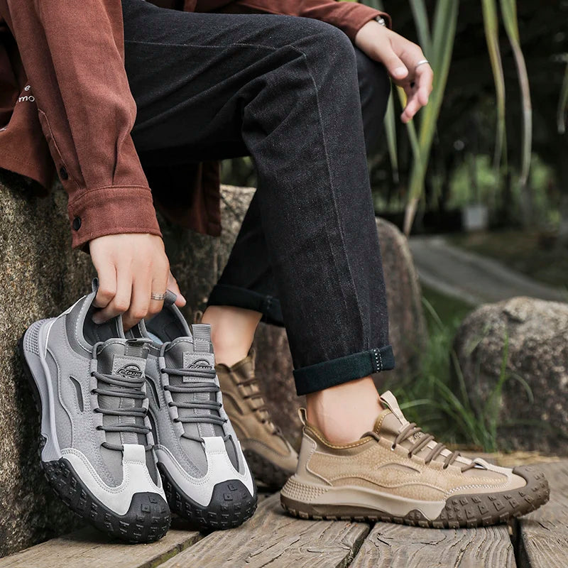 Men's Beige Breathable Sports Board Shoes Autumn 2026 Fashionable Versatile Thick Sole Canvas Lace-Up Casual Running Shoes