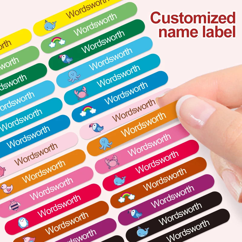 Customizable Name Stickers for Drinkware & Children's Stationery - Waterproof Personalized Labels with Eco-Friendly Adhesive