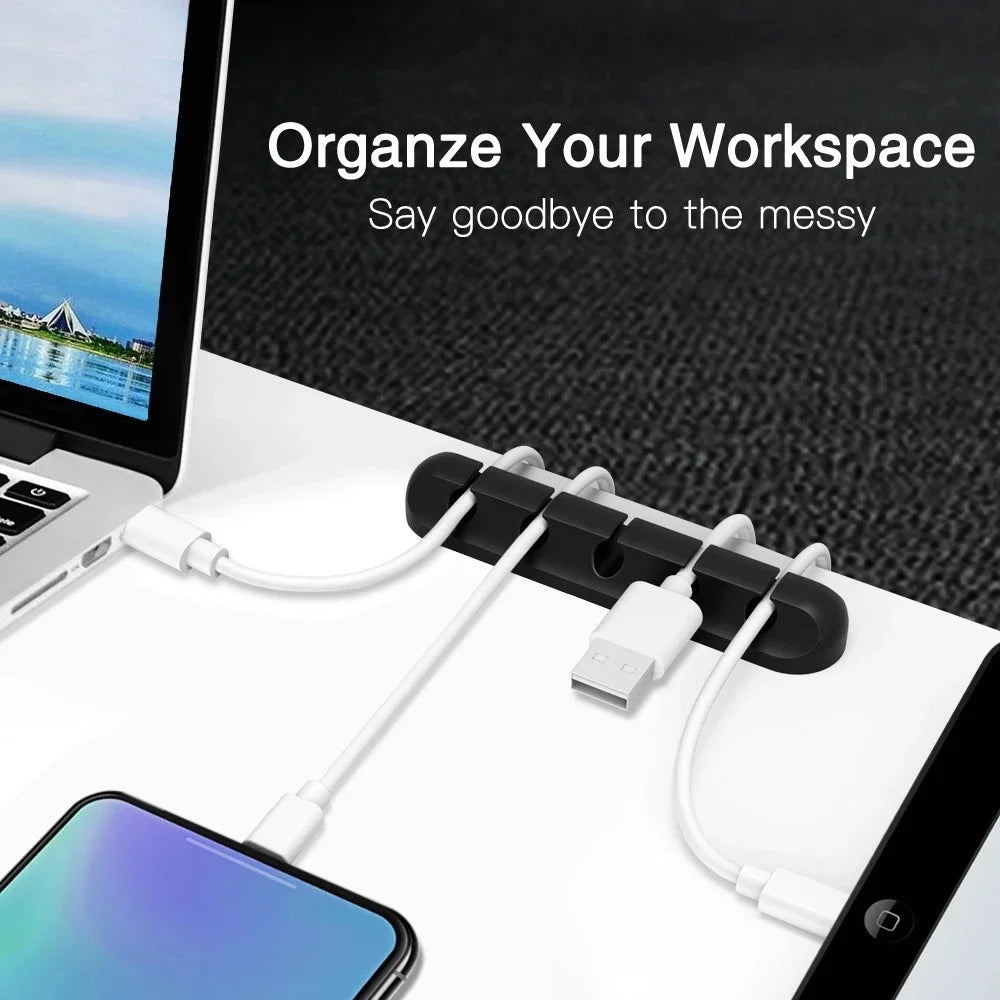 Silikonowy Organizer Kabli USB Nawijacz do kabli USB Klipsy do zarządzania porządkiem na biurku Uchwyt na kabel do akcesoriów do myszy i słuchawek