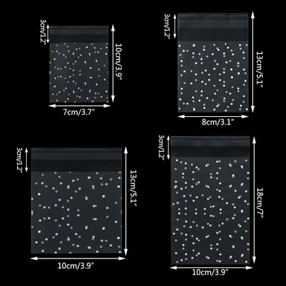 100pcs Plastic Transparent Cellophane Bags Polka Dot Candy Cookie Gift Bag Self Adhesive Candy Bags for Wedding Birthday Party