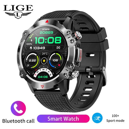 LIGE nowy wytrzymały wojskowy smartwatch z połączeniami Bluetooth dla mężczyzn 1,95" ekran HD 100+ trybów sportowych monitorowanie zdrowia Smartwatch dla Androida i iOS