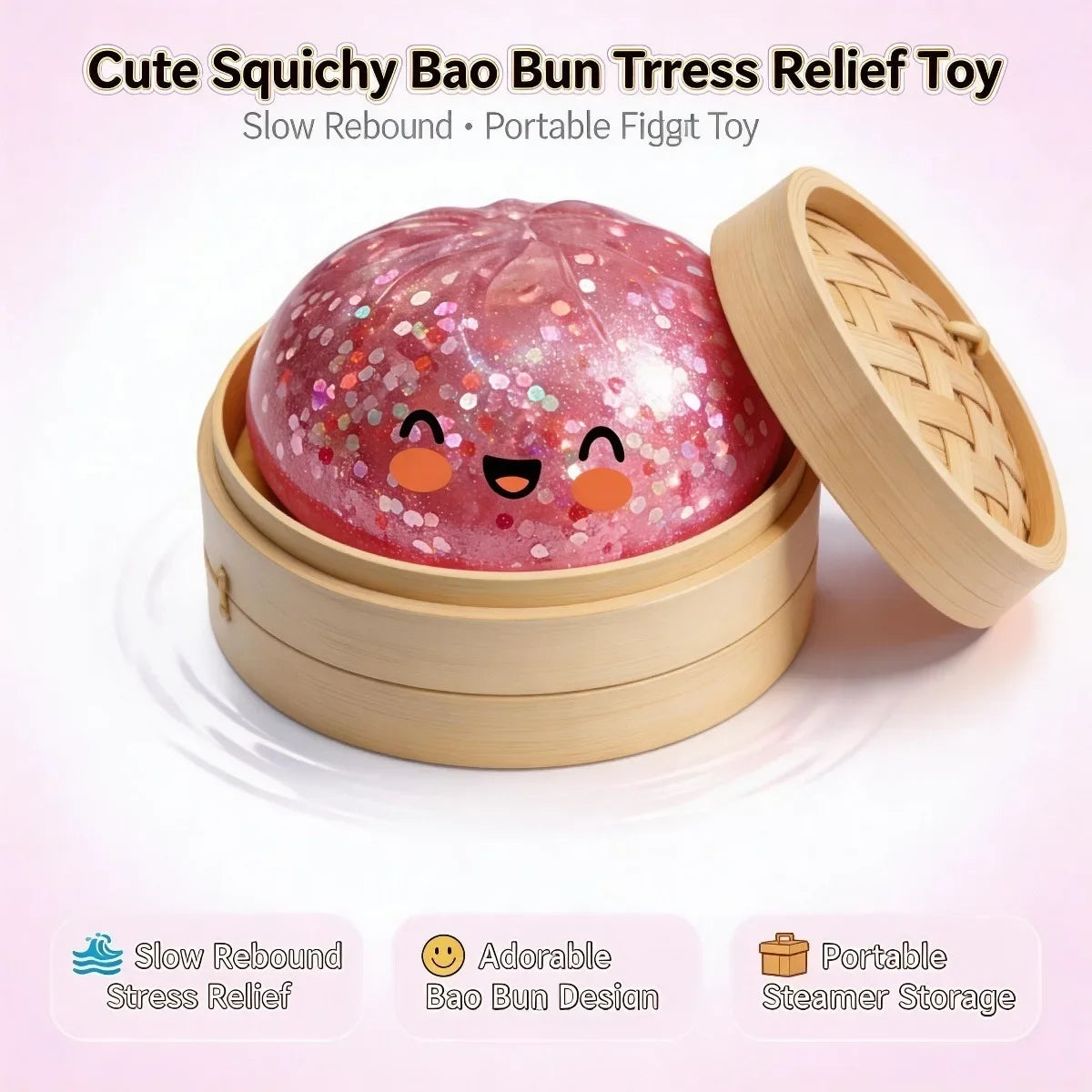 Glitter Crystal Dumpling Squishy Box Sensory Squeeze Toy for Stress Relief Colorful Glittery Dough Ball Fidget Toy Gift