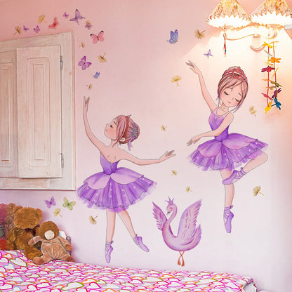 Ballet Girl Vinyl Child Wall Stickers For Baby Kids Room Decoration Adhesive Wallpaper Bedroom Accessories Room Decor Wall Art