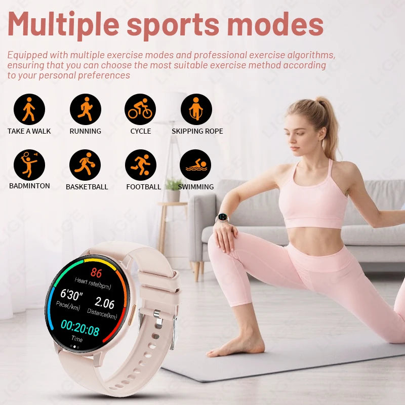 LIGE Fitness Tracker Smartwatch 2025 Heart Rate Monitor Voice Assistant Bluetooth Call IP67 Waterproof New Sports Smart Watches