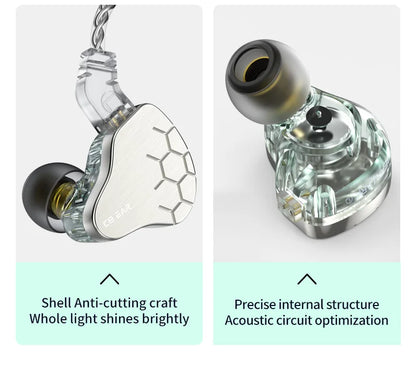 KBEAR Lark 1DD+1BA Hybrid IEM HiFi Earphones Zinc Alloy Shell 10mm Dynamic Driver Wired Headphones with Detachable 2Pin for Audiophile & Studio