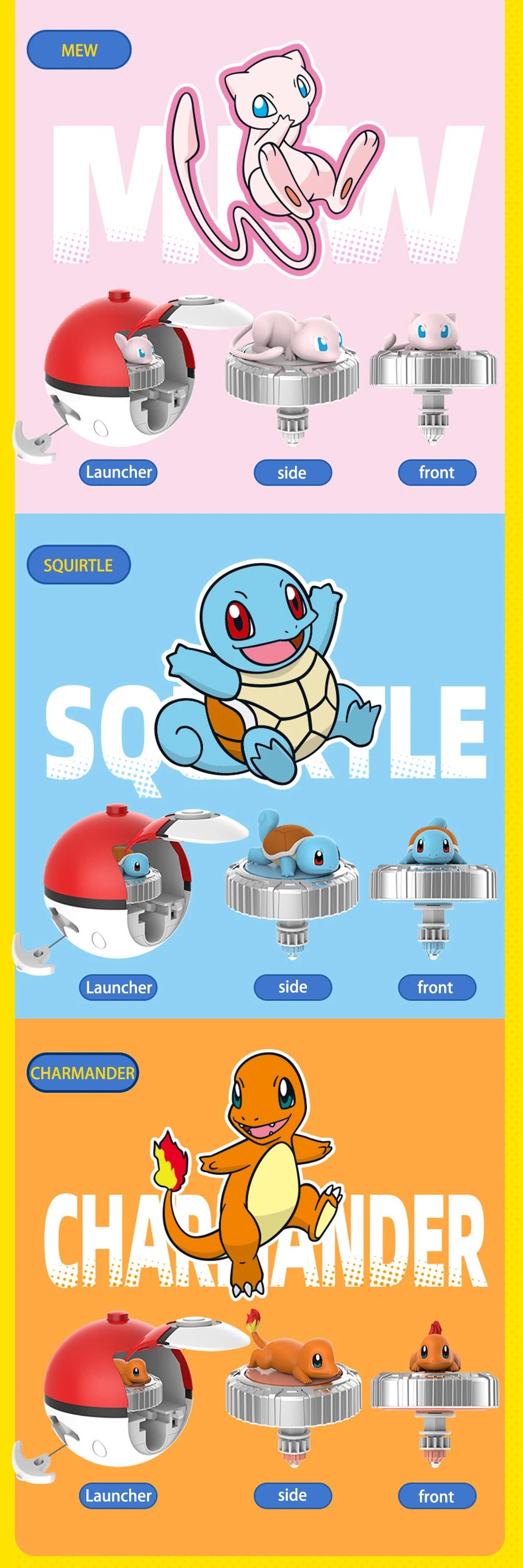 Pokemon Figure Battle Spinning Top Pikachu Pokeball Charmander Squirtle 5 Styles Pvp Interactive Game Children's Birthday Gifts