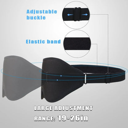 3D Sleep Eye Mask for Sleeping - Insomnia Relief, Light Blocking -  Eye Cover - Adjustable Strap ,With Noise Cancelling Earplugs