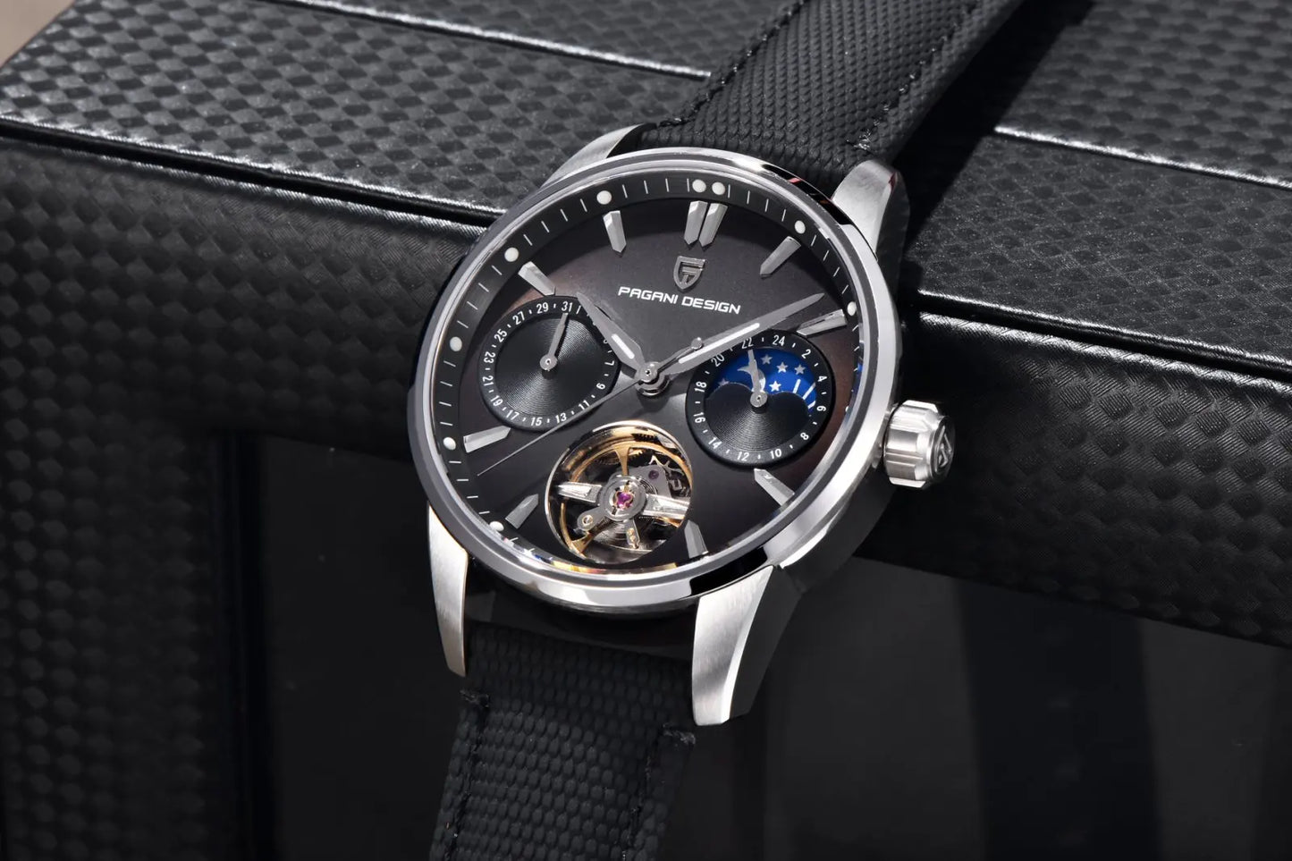 PAGANI DESIGN Men Watches Automatic Mechanical Watch Tourbillon Clock Genuine Leather Waterproof Watch Military Wristwatch Man ﻿