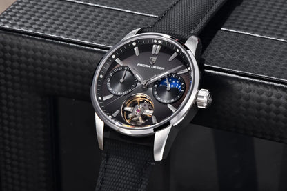 PAGANI DESIGN Men Watches Automatic Mechanical Watch Tourbillon Clock Genuine Leather Waterproof Watch Military Wristwatch Man ﻿