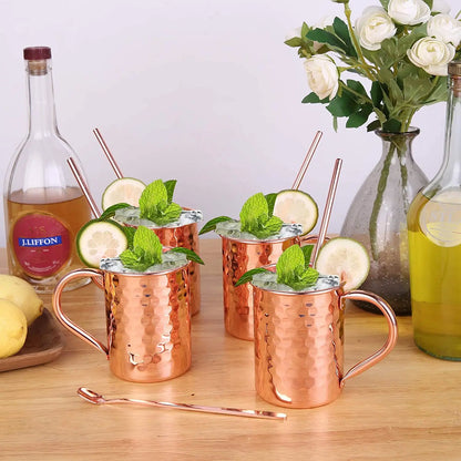 400ml Vintage Pure Copper Cup, Thickened Hammer Texture 100% Copper Breakfast Milk Coffee Mug, Handcrafted Tea Tumbler Drinkware