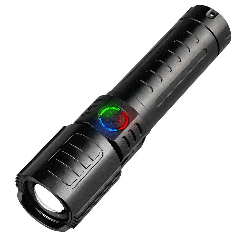 10000LM High Power LED Flashlight Long-range USB C Rechargeable Flashlight Power Display Zoom Lantern For Outdoor Camping Torch