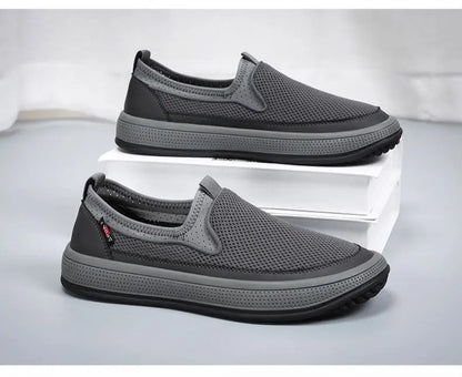 Mens Slip-On Breathable Mesh Casual Shoes Lightweight Soft Sole Versatile Loafers Walking Driving Summer Work Trendy Flat Shoes