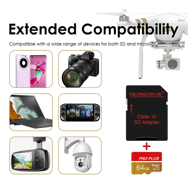 Red Pro High Speed Micro TF SD Card 128GB 256GB Class10 U3 V30 Up to 100MB/s for Camera Drone Driving Recorder Memory Card