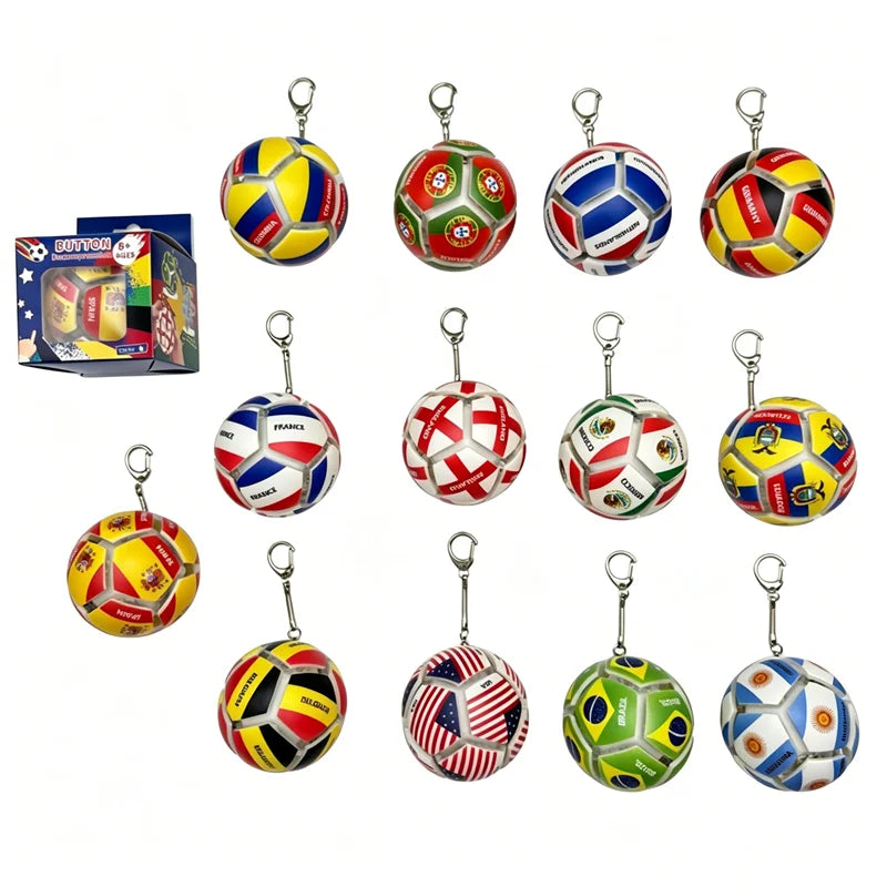 Soccer Ball Fidget Button Keychain Clicky Stress Relief Toy 3D Soccer Football Sport Ball for Men Women Car Key Handbag Gift
