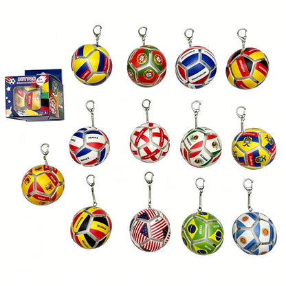 Soccer Ball Fidget Button Keychain Clicky Stress Relief Toy 3D Soccer Football Sport Ball for Men Women Car Key Handbag Gift