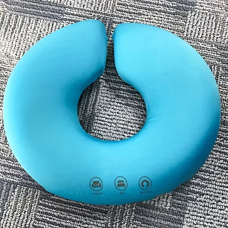 1pc Gray Contour Face Pillow with,Ergonomic Neck & Facial Support Cushion, Zipper Closure, Dry Clean Only,Multi-Use for Home
