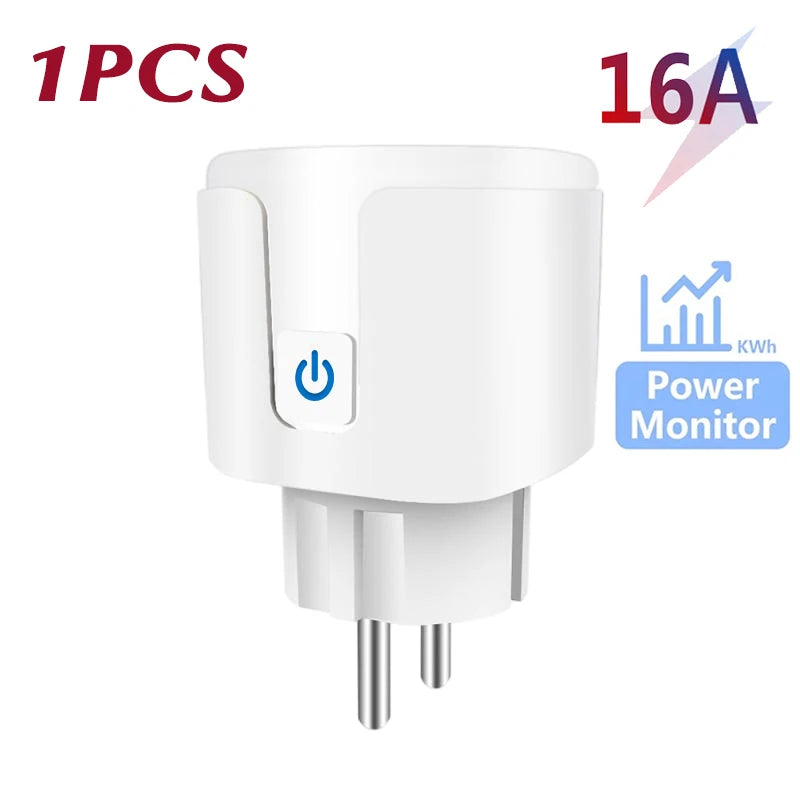 20A EU Smart Socket WiFi Smart Plug Power Monitoring Timing Function Voice Control Works With Tuya APP Alexa Google Home