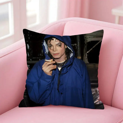 M-Michael J-Jackson Cushion Cover Linen Pillowcase Cover Soft Decor for Sofa Home Room