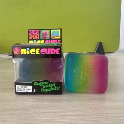 Schylling Nee Doh Rainbow Cube Soft Squishy Fidget Toy Fingertip Stress Relief Surprise Blind Box Sensory Relax Gift