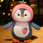 1PC Kawaii Cartoon Penguin Plush Toy Soft Doll Dress up Strawberry Orange Kids Plushie Girls Gift