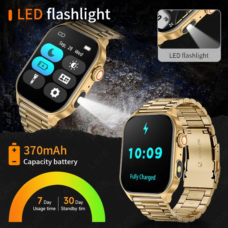 LIGE 2.01" HD Wyświetlacz Smartwatch dla Mężczyzn Kobiet Monitor Zdrowia Zegarki Sportowe Fitness AI Głos Rozmowy Bluetooth Męski Smartwatch Nowość