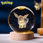 6CM Pokemon 3D Crystal Ball Figure Toy Anime Gengar Rayquaza Pikachu Lugia Vaporeon Glass Ball Model Night Light Room Decoration