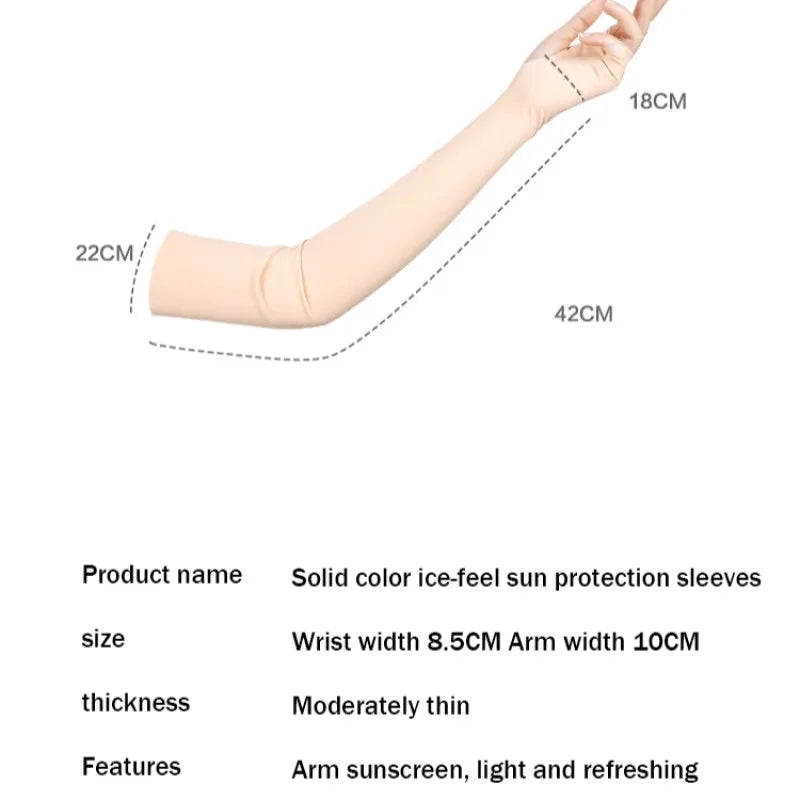 Invisible Sunscreen Seamless Ice Sleeves UPF50+ Cooling Silk Fabric UV Protection Arm Covers For Outdoor Sports Driving