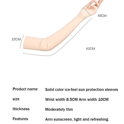 Invisible Sunscreen Seamless Ice Sleeves UPF50+ Cooling Silk Fabric UV Protection Arm Covers For Outdoor Sports Driving