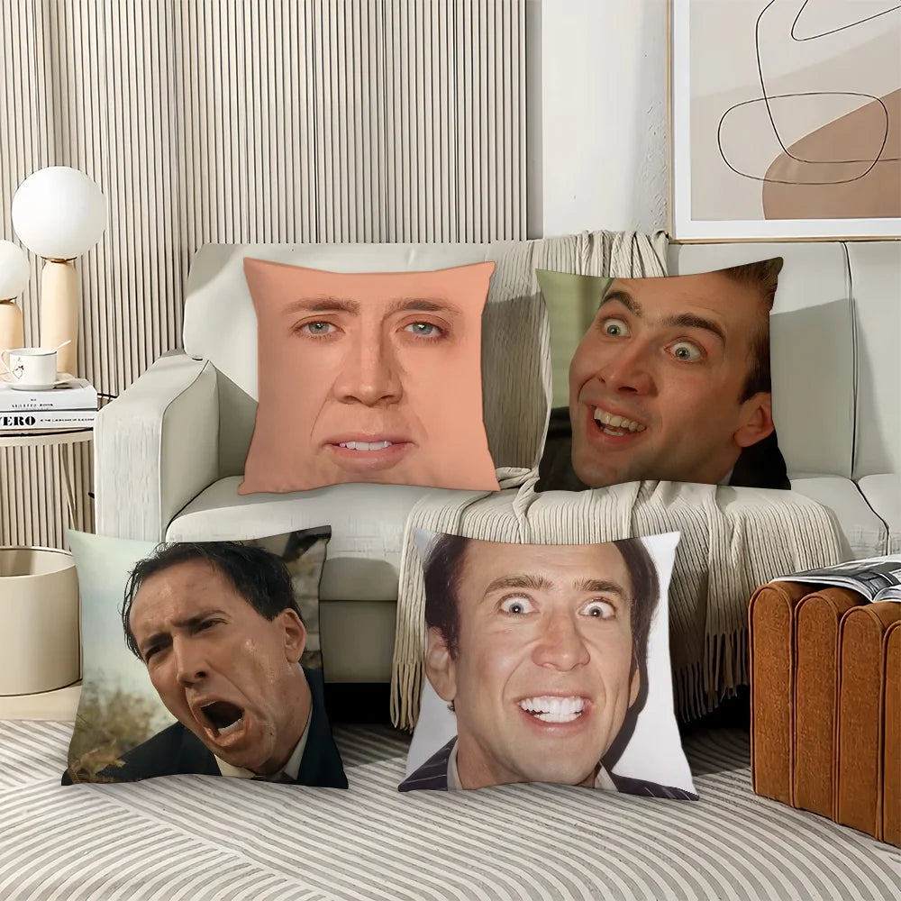 Actor New Pop N-Nicolas C-Cage Funny Pillow Case Office Cushions Suitable For Sofa Car Bedroom Decorative Cushion Cover