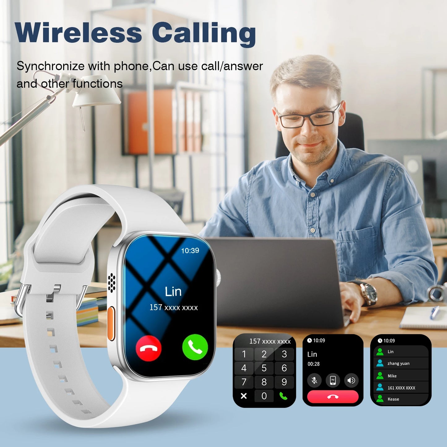 2.02 Inch HD Smartwatch, 1 Count Fashionable Smartwatch with BT Calling & Check Weather, Sports Tracking Smartwatch for Android