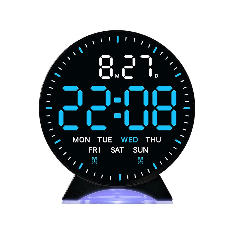 Digital Alarm Clock Week Date Second Hand Display Mood Light Dual Alarm Auto Dimmable Snooze Table Clock 12/24H DST LED Clock