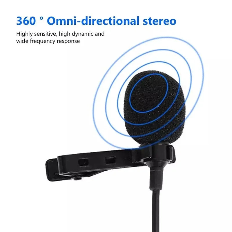 1.5M Cable 3.5mm Type-C Wired Lavalier Microphone Clip On Lapel Mic Noise Cancelling Plug and Play Mini Portable Mic for Android