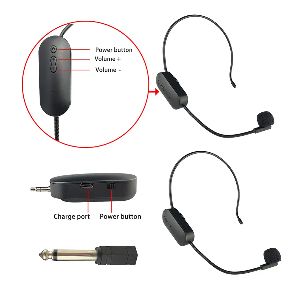 2.4G Head-mounted  Wireless Microphone Set For Bluetooth-compatible Audio Stage Performance Teaching Tour Amplification Device