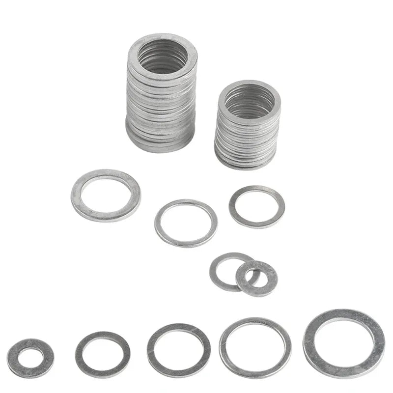 20/50Pcs Aluminum O-Ring Washer Gasket Plain Washer M4 M5 M6 M8 M10 M12 M14 M16 M20 M22 M24 M26 for Sump Plugs Oil Fasteners Kit