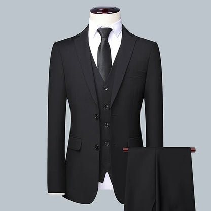 High Quality Men Solid Color Business - Stylish Handsome Groom Best Man Wedding Dress 3/2/1 Single Piece Optional
