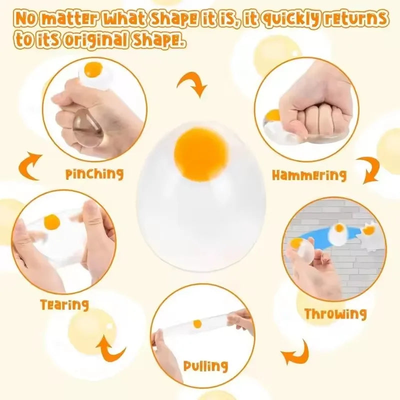 Yolk Balls for Kids Splat Ball Squishy Clear Egg Yolk Fun Squeeze Toy Anxiety Reducer for Kids Adults Birthday Party Favors