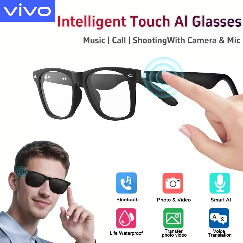 VIVO AI Intelligent Glasses Fashion Waterproof Multifunctional Bluetooth Call Playing Music Smart Sunglasses For Men & Woman