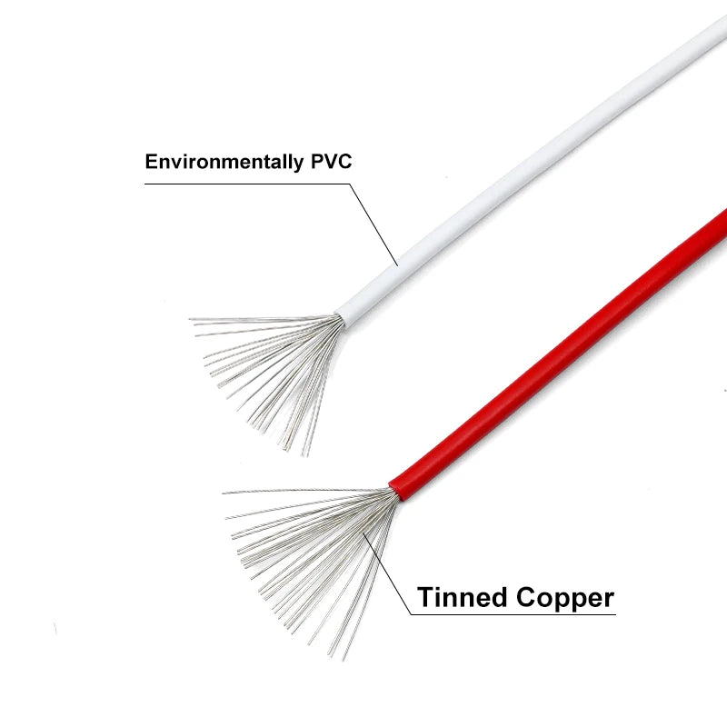 12Colors 1007 Stranded Electric Wire 5/10M 30/28/26/24/22/20/18/16AWG PVC Insulated Tinned Plating Copper Cable for DIY LED Line