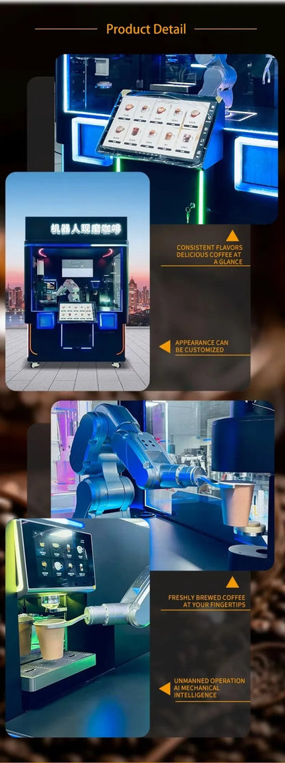 Customized AI Robot Coffee Vending Machine with Credit Card Payment Metal Construction SDK Integration Auto Clean Function