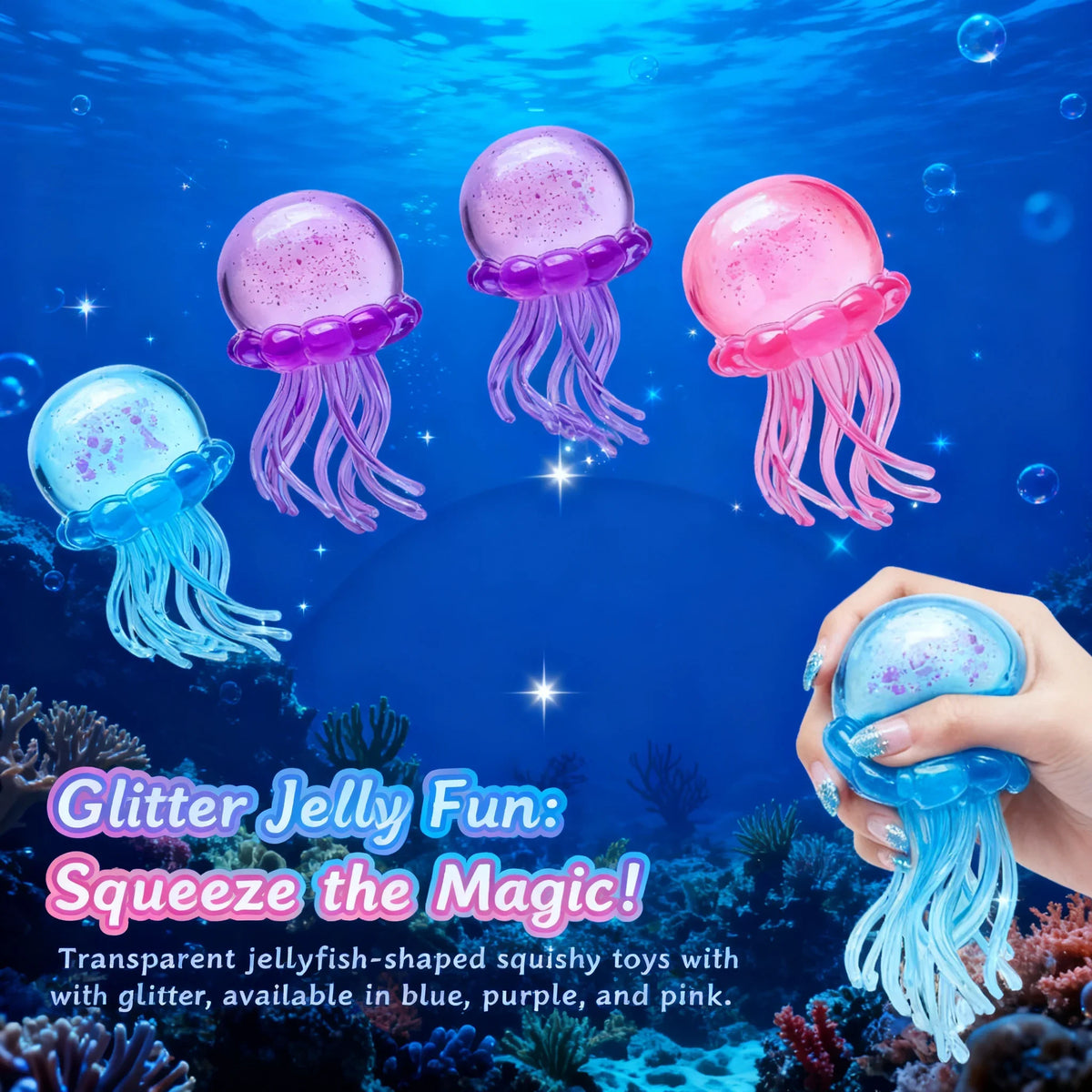 Cute Kawaii Jellyfish Squishy Toy Super Soft Colors Maltose Modeling Stress Relief Relax Fun Gift for Friends