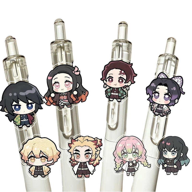 8pcs Demon Slayer fan merchandise push-button pen cartoon anime ST quick-dry 0.5mm ballpoint pen for students study stationery