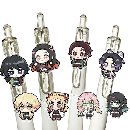8pcs Demon Slayer fan merchandise push-button pen cartoon anime ST quick-dry 0.5mm ballpoint pen for students study stationery